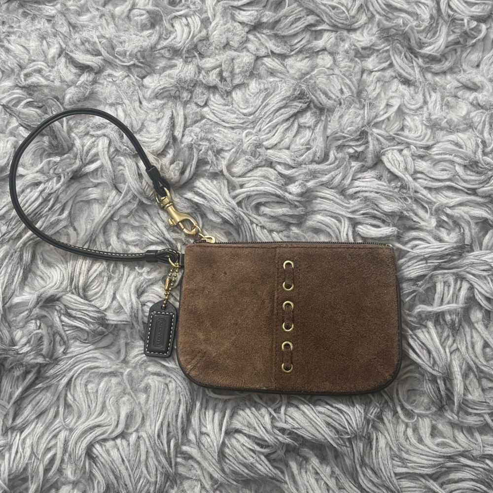 VNTG Coach Suede Stitch Wristlet